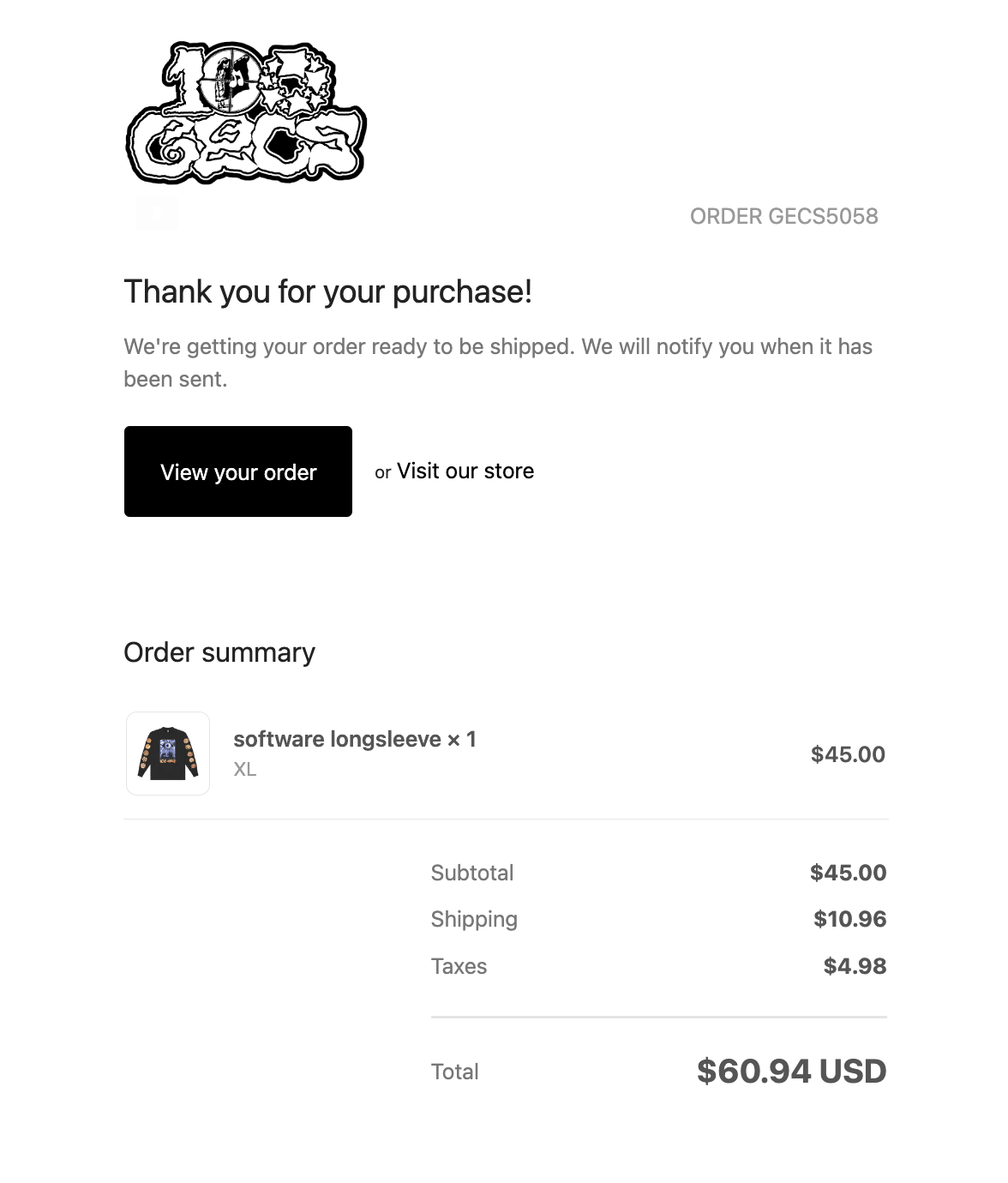order confirmation email example