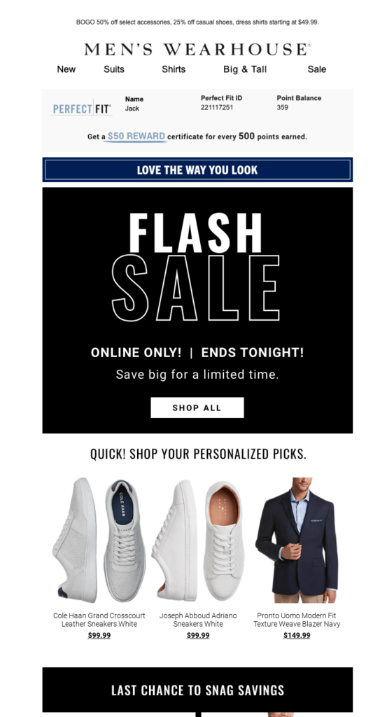 flash sale email ecommerce example