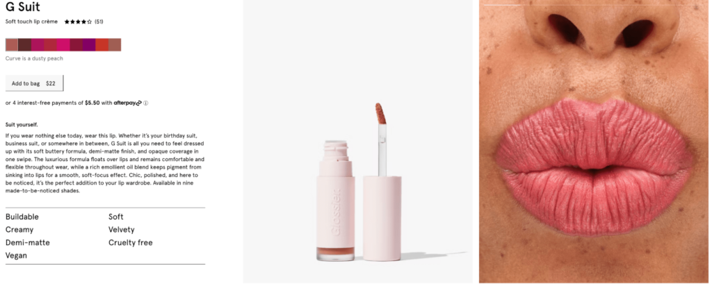 glossier d2c ecommerce example